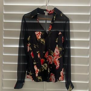 Gorgeous silk shirt with floral pattern